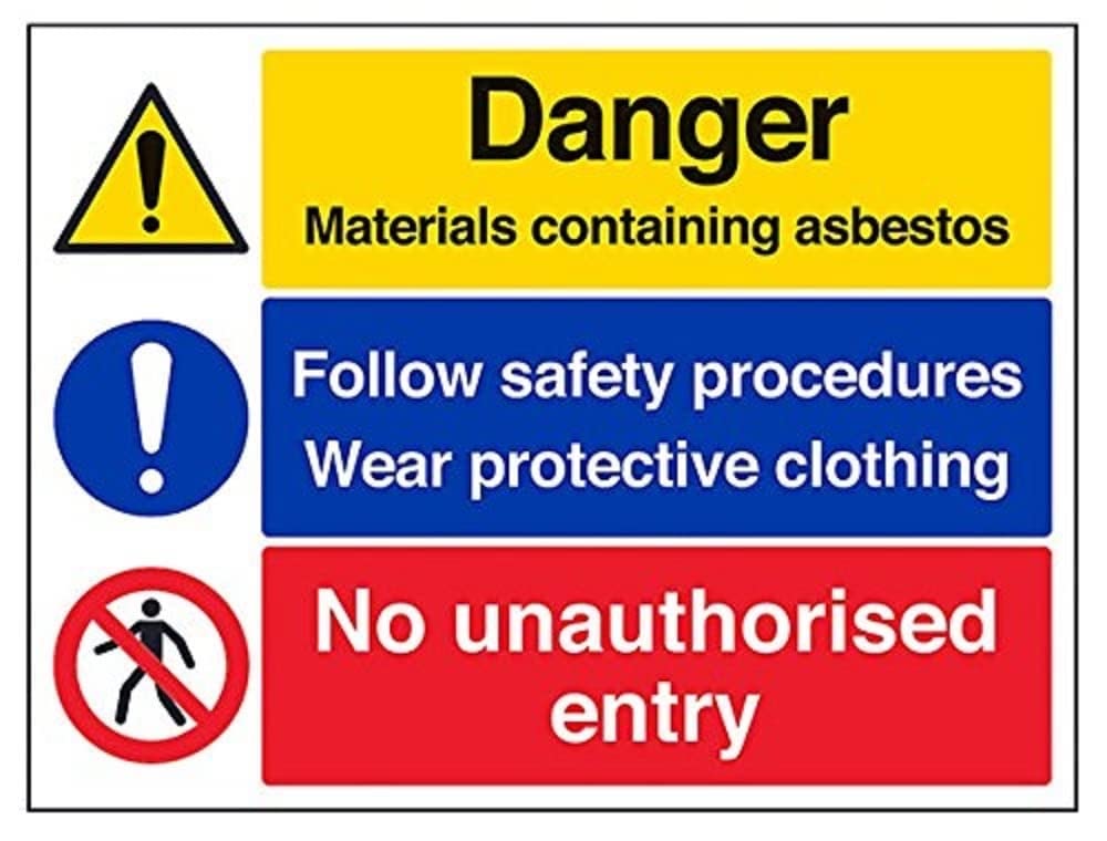 V Safety Danger Material Containing Asbestos Warning Sign - 400mm x 300mm - 1mm Rigid Plastic