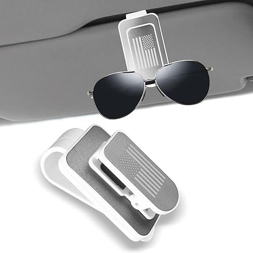 Soporte para lentes de sol para visera de automóvil, accesorios de automóvil con bandera de EE. UU., clip para gafas, clip multifunción para tarjeta