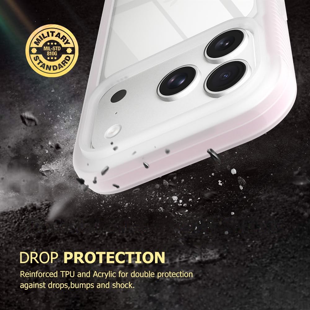 Puxicu Acrylic 2 in 1 for iPhone 17 Pro MAX Case，Anti-Yellowing, Military-Grade Protection, Drop Shockproof Slim Phone Cover for iPhone 17 Pro MAX 6.9", Light Pink - Image 3