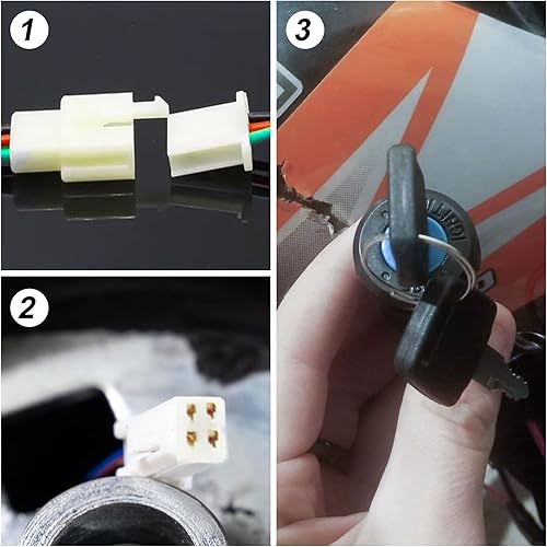 Miniatura 2 de Juego de 6 interruptores de llave de encendido, 4 pines para chino 50cc 70cc 90cc 110cc 125cc 150cc 250cc ATV Dirt Bike Quad Go Kart ciclomotor