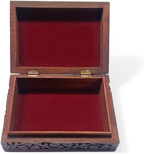 Miniatura 3 de Joyero de madera antiguo hecho a mano Caja de almacenamiento tallada vintage Joyero de madera antiguo hecho a mano
