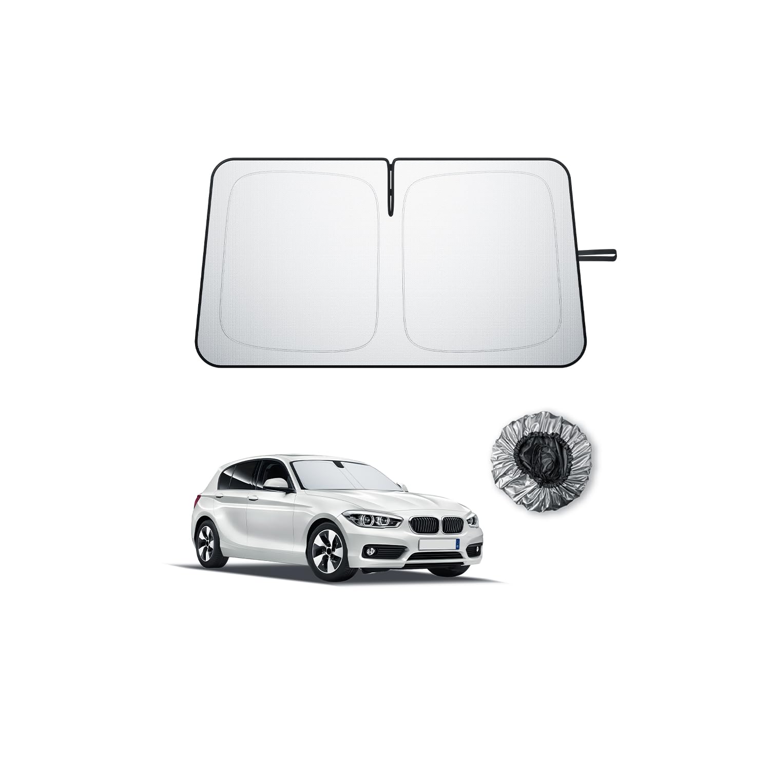 BIBIBO Compatible avec BMW Série 1 F20 F40 / Série 2 F22 F44 2011-2019, Protection Solaire, Pare-Brise Avant, Parasol de Voiture, Tissu Infroissable, Pare-Soleil intérieur, Pare-Brise BMW 1 pièce