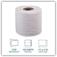 Vista 3 de Boardwalk 6144 - Papel higiénico de dos capas, 4 x 3 hojas, 400 hojas, rollo de 96 rollos