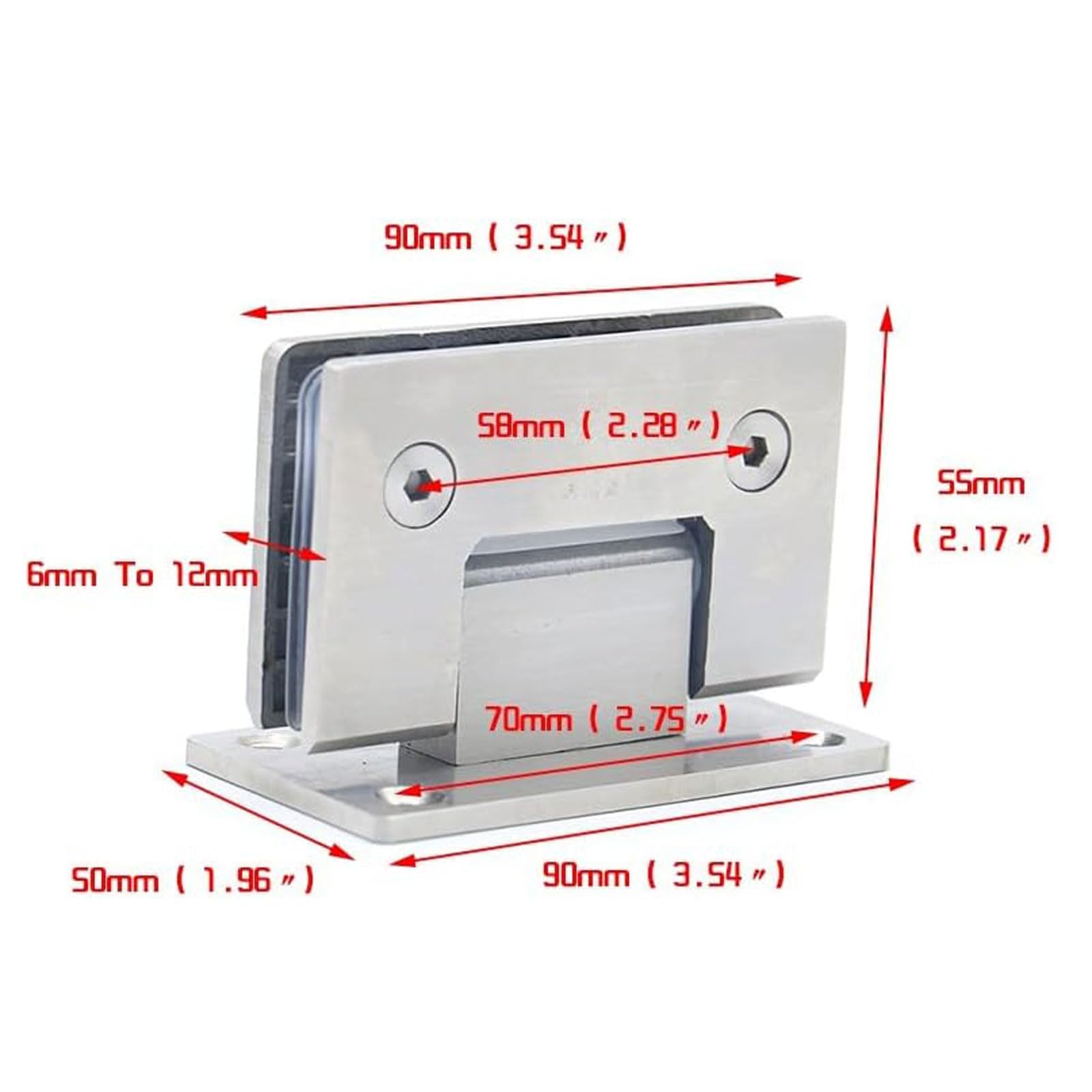 bisagra para puerta de cristal abrazadera 1 Uds. Bisagras for puerta de ducha de 90 grados, bisagras de acero inoxidable 304, bisagra for puerta de ducha de montaje en pared for el hogar, cuñas de bis