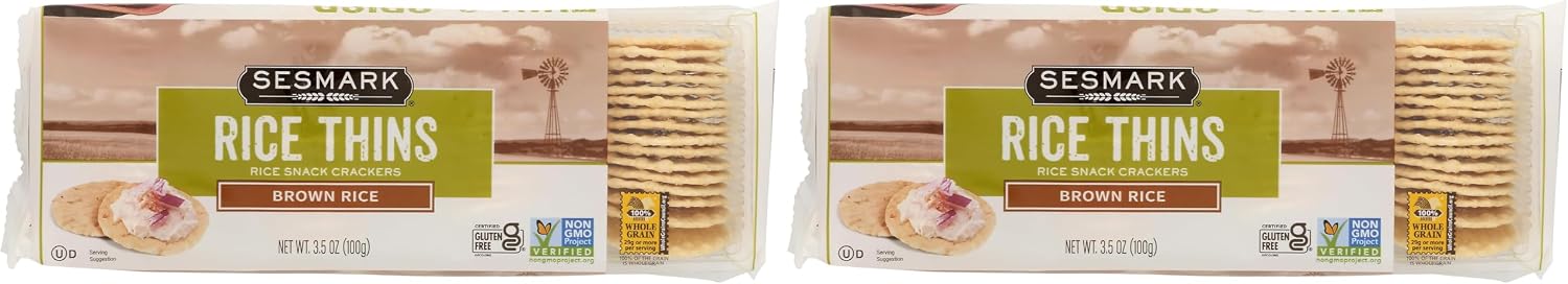 SESMARK Brown Rice Thins, 3.5 OZ (Pack of 2)