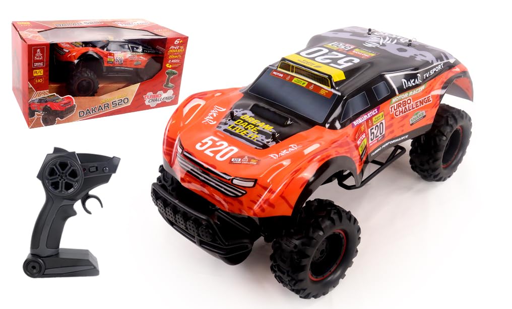 TURBO CHALLENGE - Samochód licencjonowany Dakar - Rajd - 098412 - Samochód zdalnie sterowany - Pomarańczowy - 1/10 - Gotowy do jazdy - W zestawie akumulator do ładowania i baterie - Plastik - Od 6 lat