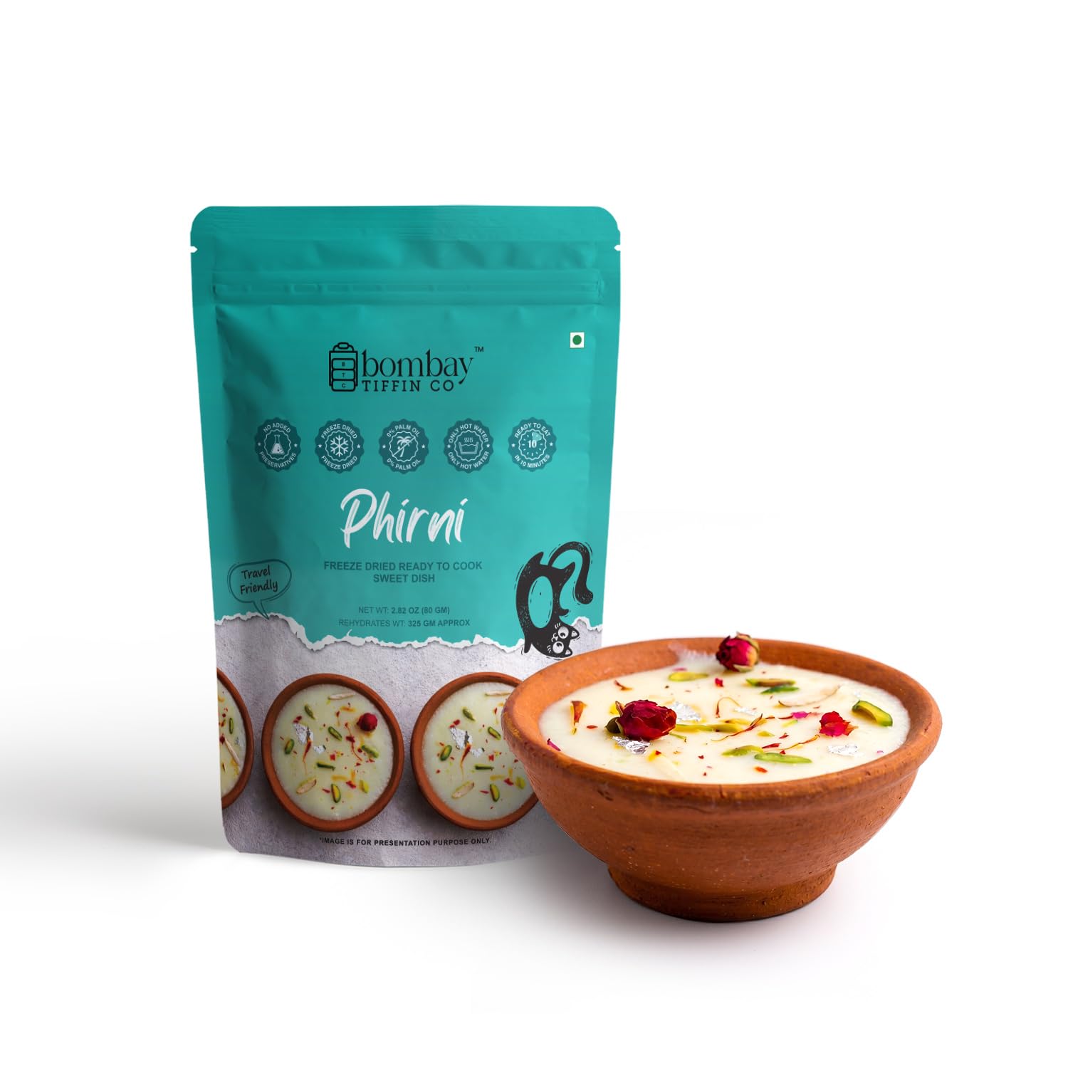 Bombay Tiffin Co Phirni Ready To Eat Dessert Traditional Indian Sweet Rice Pudding Instant Sweet Dish Creamy Flavor Festive Treat Convenient Ready Serve Food For Home Travel 60Gms Powder-image-32
