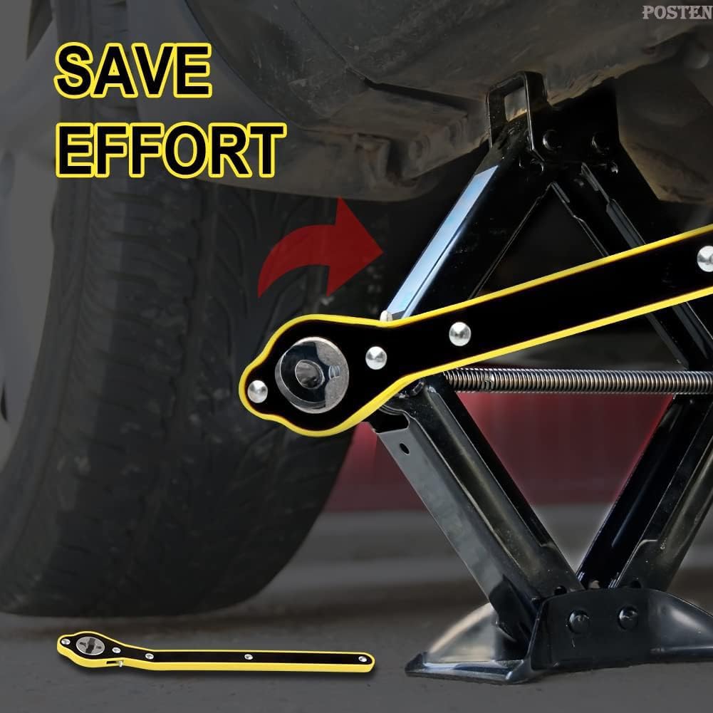 POSTEN Heavy Duty Universal Car Jack Ratchet Wrench | 360 Forward and Reverse Knob Labor-Saving Design | Scissor Jack Lift Speed Handle Tool | Tire Wheel Jack Wrench (SMALL) 4
