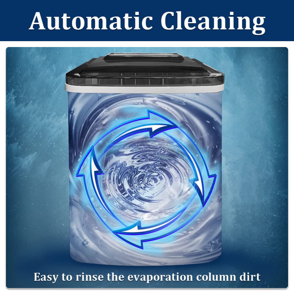 Yuewo Countertop Ice Maker Machine, Self Cleaning Electric Ice Cube Maker Machine 9 Bullet Round Ice In 6 Mins Portable For Home Kitchen Office Bar Restaurant (White) on Fridge.com - View 6