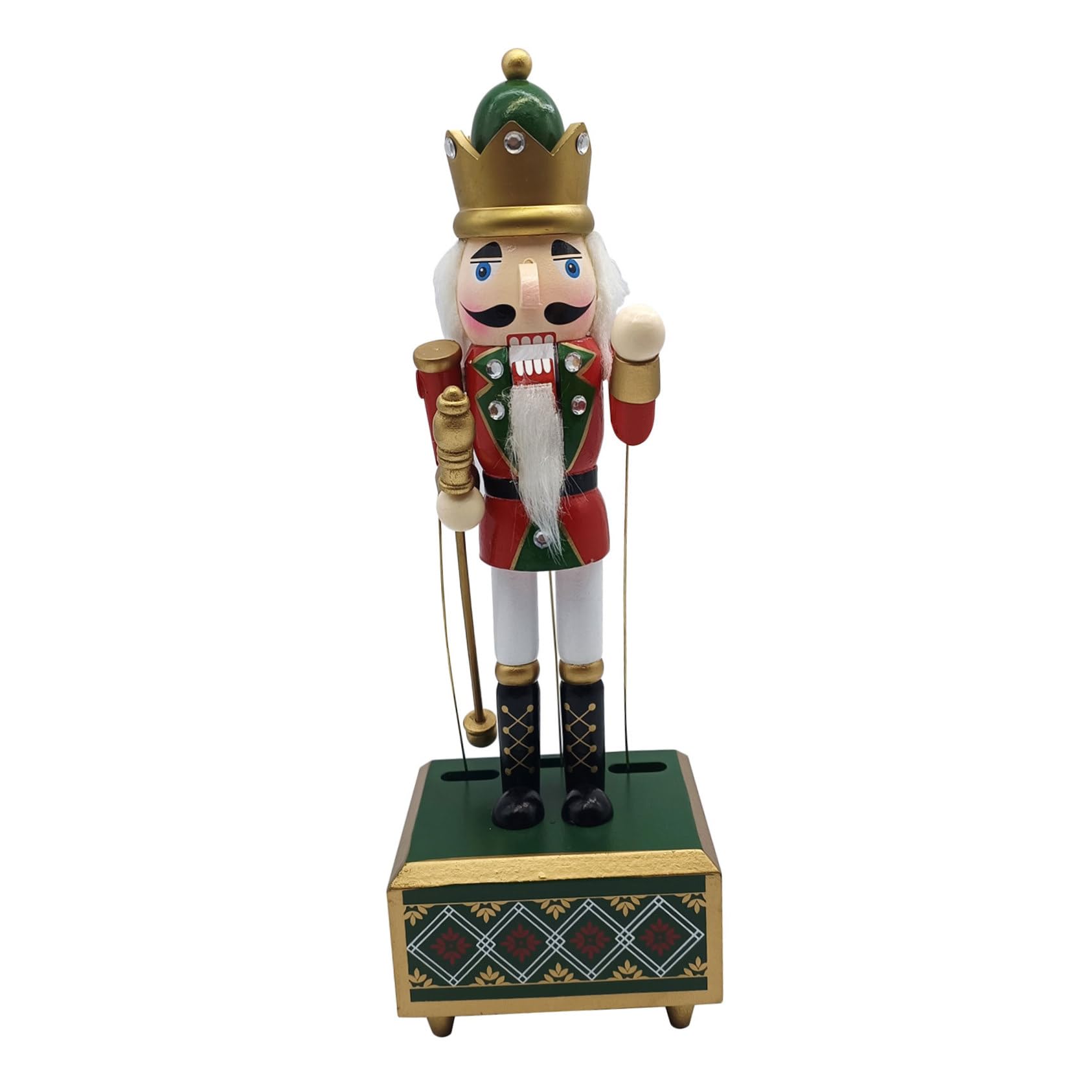 TOYANDONA Legno Schiaccianoci Carillon Statuina Musicale per Feste Natalizie Decorazione Festiva Carica senza Batterie Simbolo Tradizionale di Pace per Casa e Ufficio