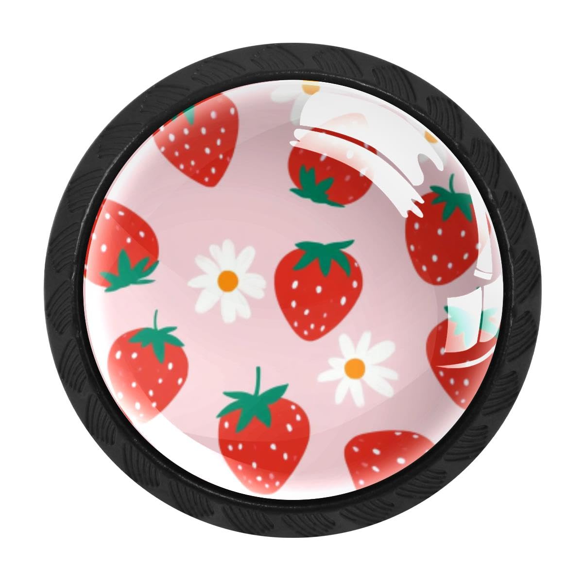 4 PCS Kitchen Cabinet Knobs, Strawberry Daisy Drawer Knobs Dresser Handles