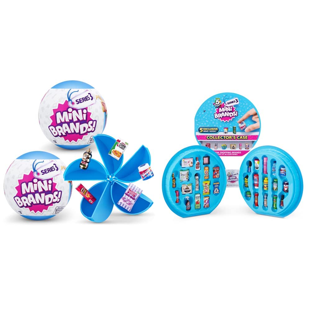 5 Surprise Mini Brands Series 3 Mystery Capsule Real Miniature Collectible Toy (2 Pack) & Mini Brands Series 3 Collector's Case Store & Display 30 Minis by ZURU