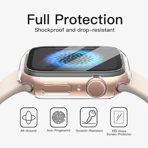 Vista 24 de JETech Funda con protector de pantalla para Apple Watch SE 3/2/1 (2025/2022/2020)/Series 6 5 4 de 1.732 pulgadas, cubierta protectora total