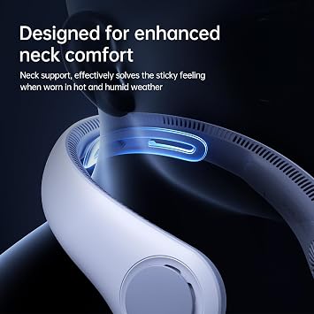 JISULIFE Portable Neck Fan Upgraded: Neckbrace Hands-Free, 5-Speed 5000 mAh
