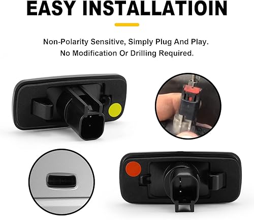 Miniatura 3 de litzland Luces LED de posición laterales compatibles con Dodge Ram 150025003500 2010-2017 2010-2017 Juego de lámparas laterales de guardabarros