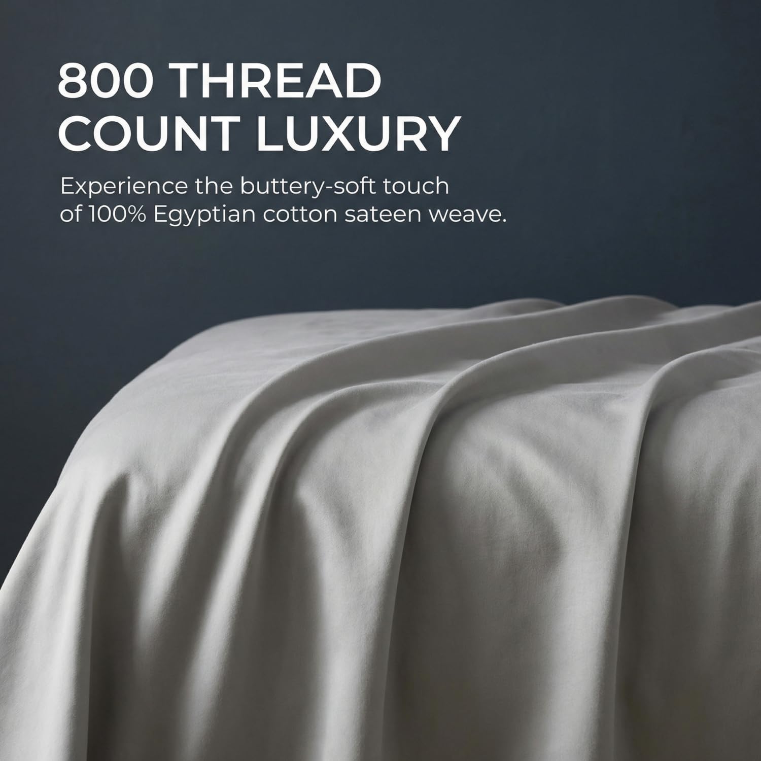 Cotton Sateen Sheets - 800 TC Luxury Bedding Set - Cooling & Soft, Deep Pockets with All Around Elastic Snug Fit, 4 Piece Hotel Sheets