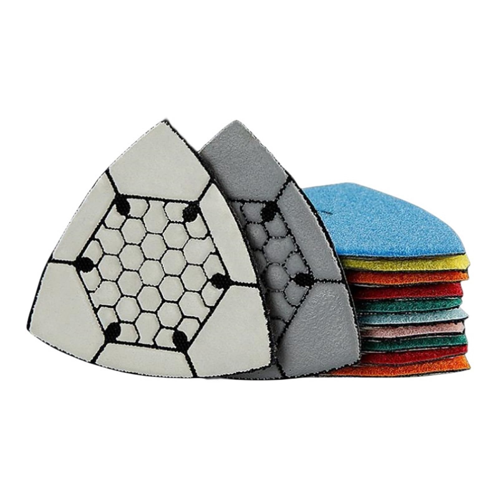 7 Stück 90 mm Dreieck-Diamant-Trockenpolierpads for Marmor, Granit, Beton und Terrazzo, oszillierendes Multifunktionswerkzeug, Schleifpapier