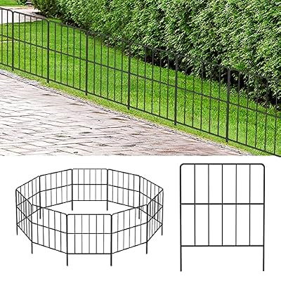 OUSHENG Small Decorative Garden Fence, 10ft (L) x 16.5in (H) Fencing, Rustproof Metal Wire Panel Border Animal Barrier for Dog, Flower Plant Edging for Yard Backyard Outdoor, Square