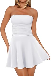 Womens Tube Dresses Strapless Homecoming Graduation Formal Party Club Mini Dress Date Outfits