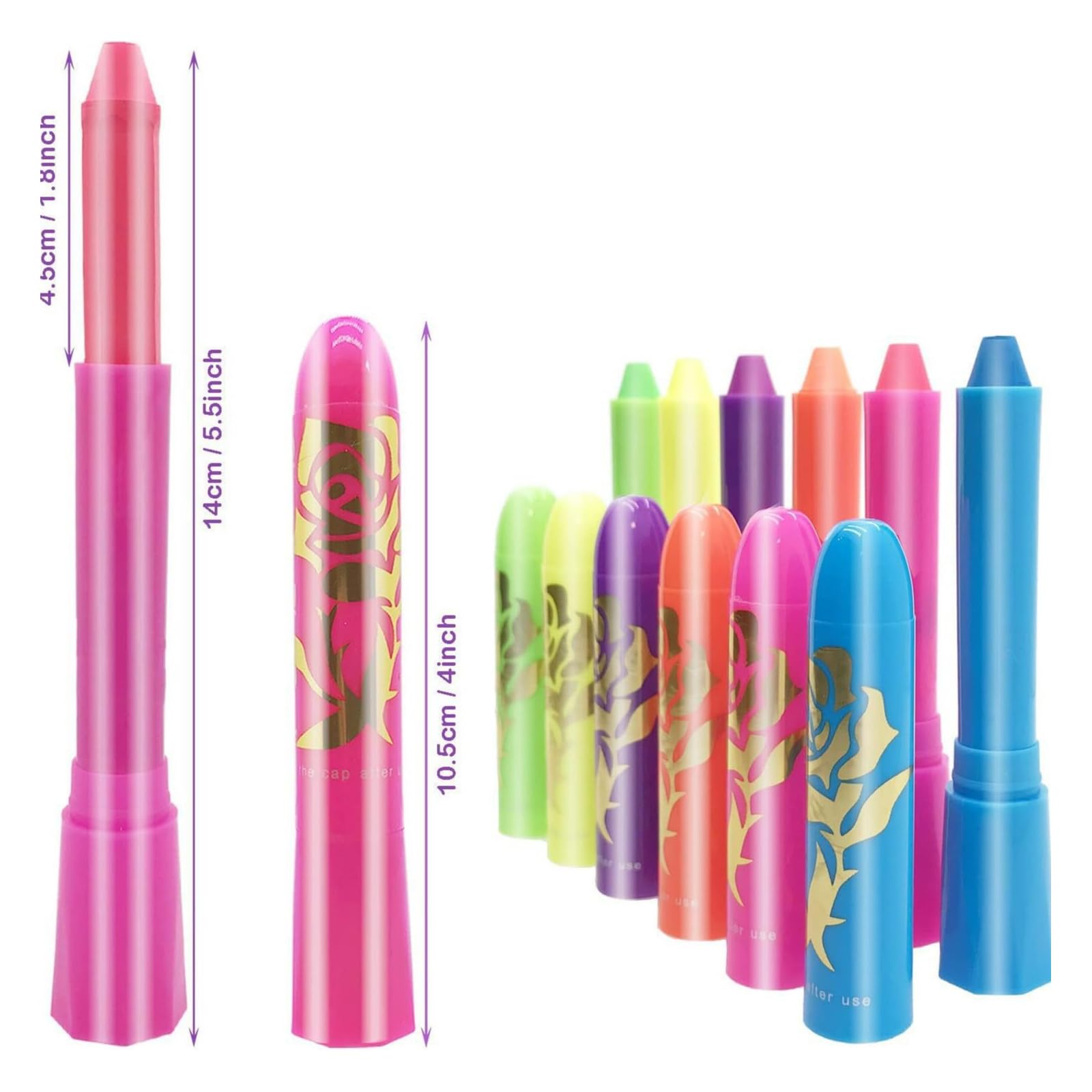 20 Pcs Glow in The Dark Face Body Paint Crayons UV Lighting Highlighter Water Based Washable Paint Crayons Kit, Suitable for Halloween & Christmas Safe & Non-toxic for Children 3
