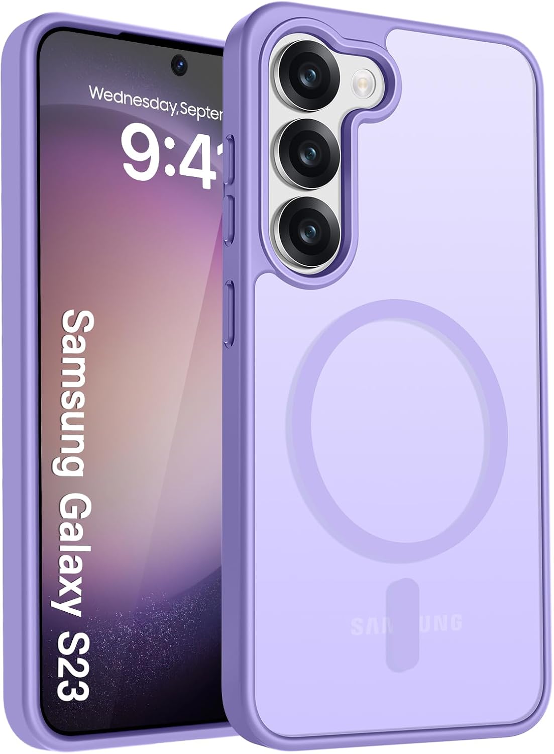 for Samsung S23 Case, Magnetic Compatible, Light Purple
