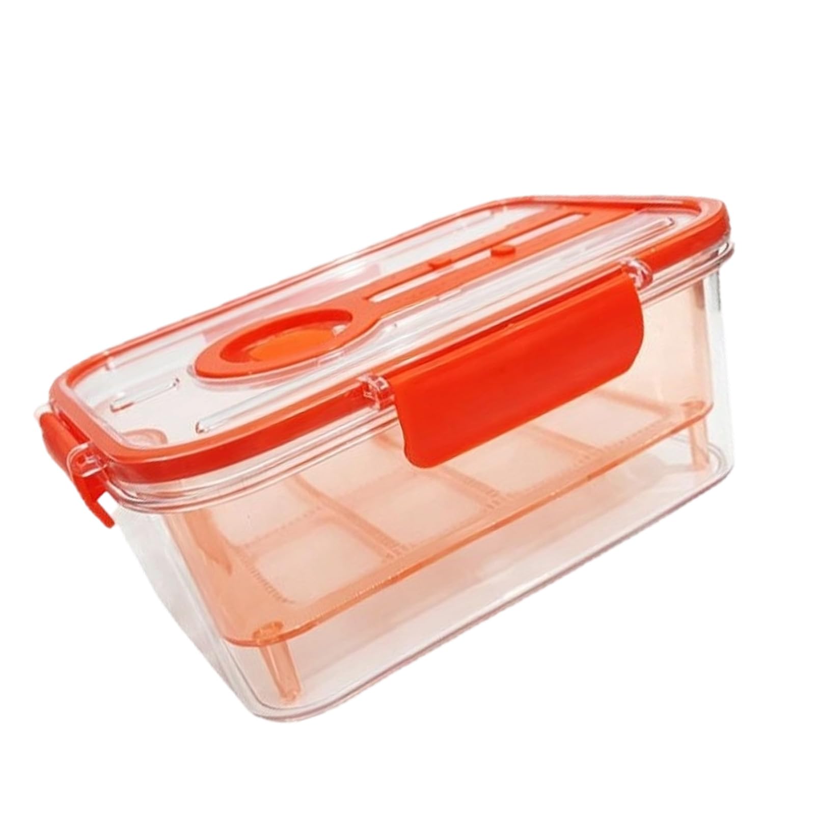 Pangboer A Drain Store Container For Washed Produce, Clear Refrigerator Organizer Box With Sealed Cover, Removable Basket Produce Storage Container Drain Tray Box Fridge Organizer Clear Food Keeper Removable Bin