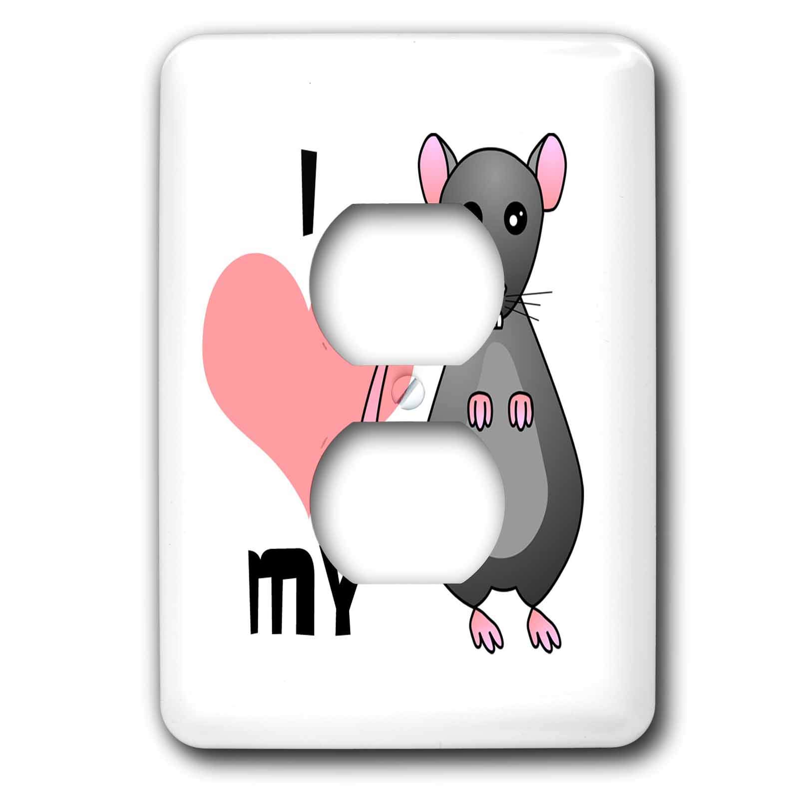 Cache 2 prises gris Love My Rat 3dRose lsp_10808_6 pour decoration murale
