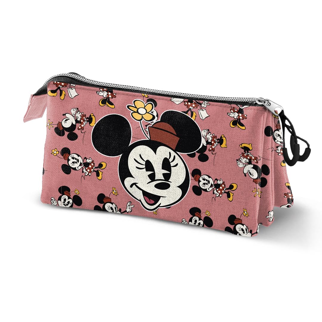 Minnie Mouse Aqua-Triple Pencil Case, Pink, 23 x 11 cm