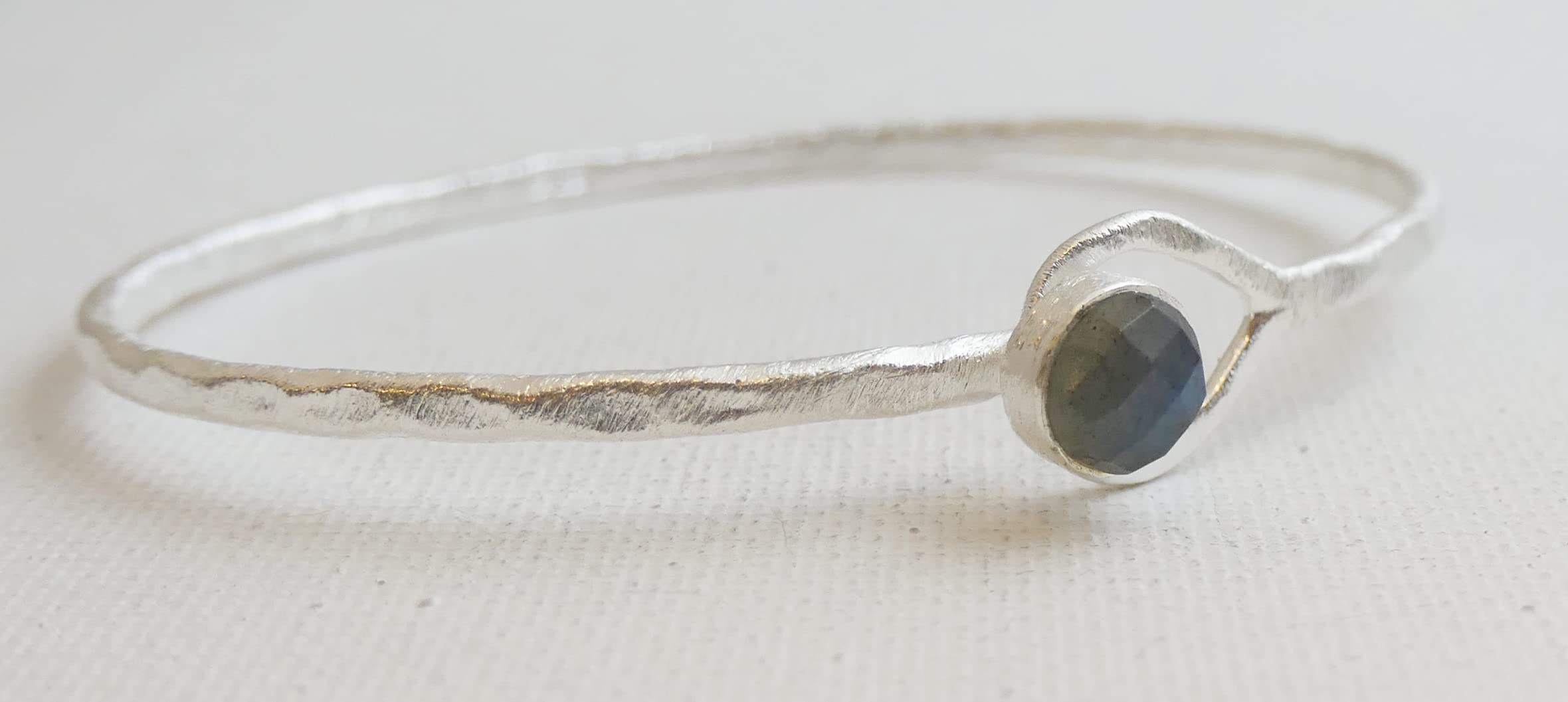 Sophia Rose Bracciale con Labradorite in Argento Sterling 925 - Design Minimalista con Pietra Naturale da 7 mm