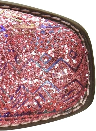 Miniatura 5 de ROPER Botas casuales de punta cuadrada con purpurina azteca para niñas pequeñas, a media pantorrilla, color marrón, rosa