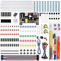 Miuzei Starter Kit Breadboard Set Kompatibel mit Arduino Einschließlich Stromversorgungsmodul Jumper Kabel Widerstand Sortiment Steckbrett Led Dioden Set für Anfänger Elektronik Bausa