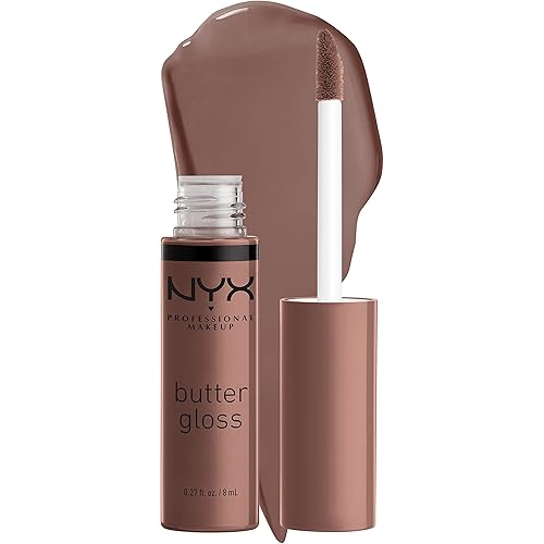 NYX PROFESSIONAL MAKEUP Butter Gloss Brown Sugar, Non-Sticky Lip Gloss - Cinnamon Roll (Grey Brown)