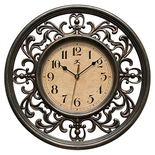 Infinity Instruments 12 inch Sofia Classic Traditional Indoor Round Non-Ticking Silent Battery Operated Easy to Read Wall Clock for Living Room, Bedroom, Kitchen, Home Office, Black