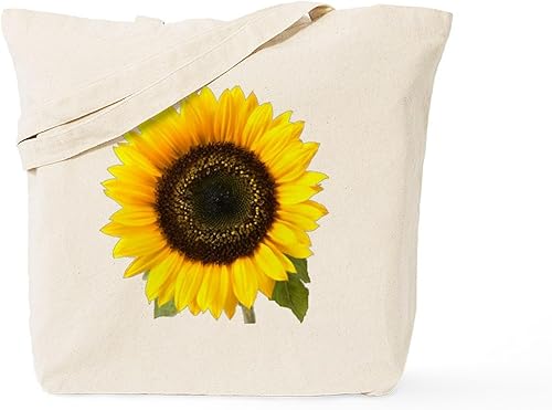 CafePress Bolsa de asas de girasol Bolsa de asas de lona natural, bolsa de compras reutilizable, Caqui