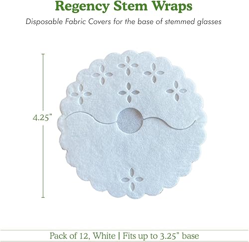 Miniatura 7 de Regency Wraps Fundas de tela desechables absorbentes para las bases de los anteojos con tallo 425 pulgadas paquete de 12 color blanco