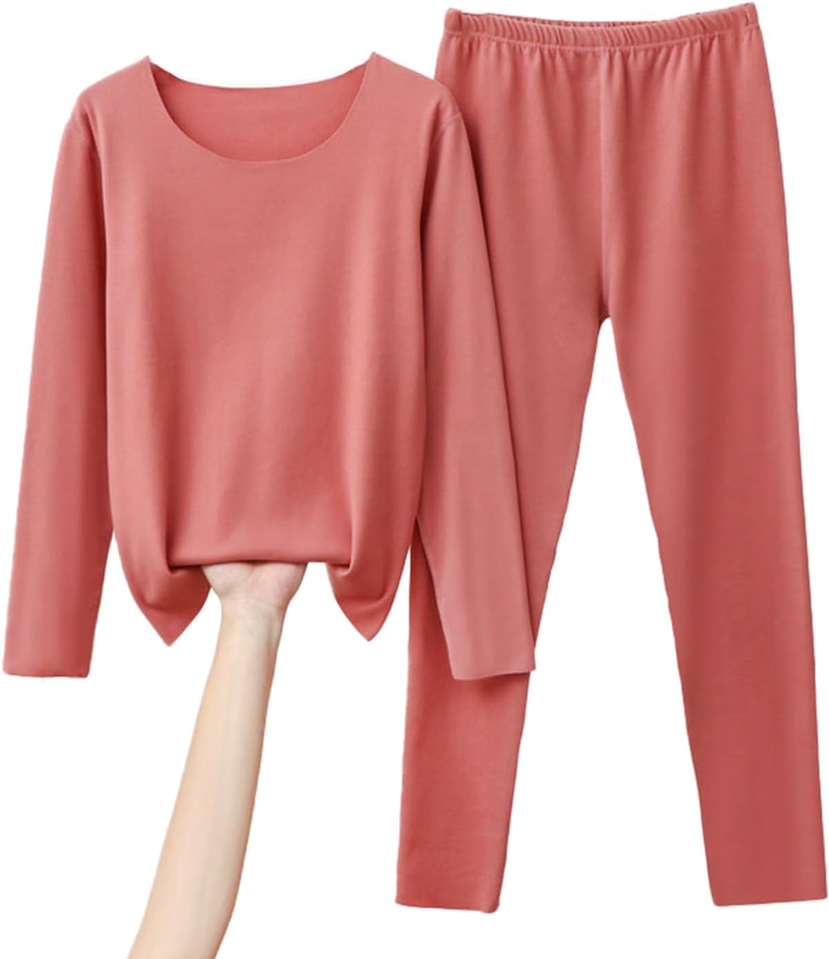 2-Piece Long Johns thermal suit for women Autumn/winter double-edged Fleece Underwear Set L-4XL,Lotus root,XL