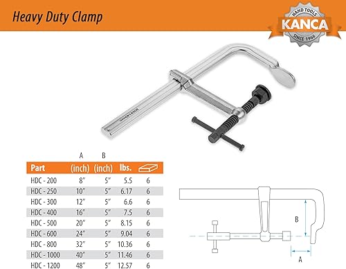 Miniatura 6 de KANCA- HDC-300 Abrazaderas resistentes, Fuerza de sujeción 12,000 N, apertura 12 PULGADAS, Abrazadera F forjada en gota, Herramientas de soldadura,