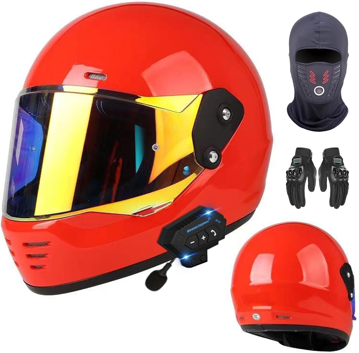 Kask szczękowy z Bluetooth, zintegrowany kask motocyklowy z podwójnym wizjerem, certyfikat ECE, kask integralny, z wbudowanym mikrofonem F3, rozmiar XXL = 63-64 cm