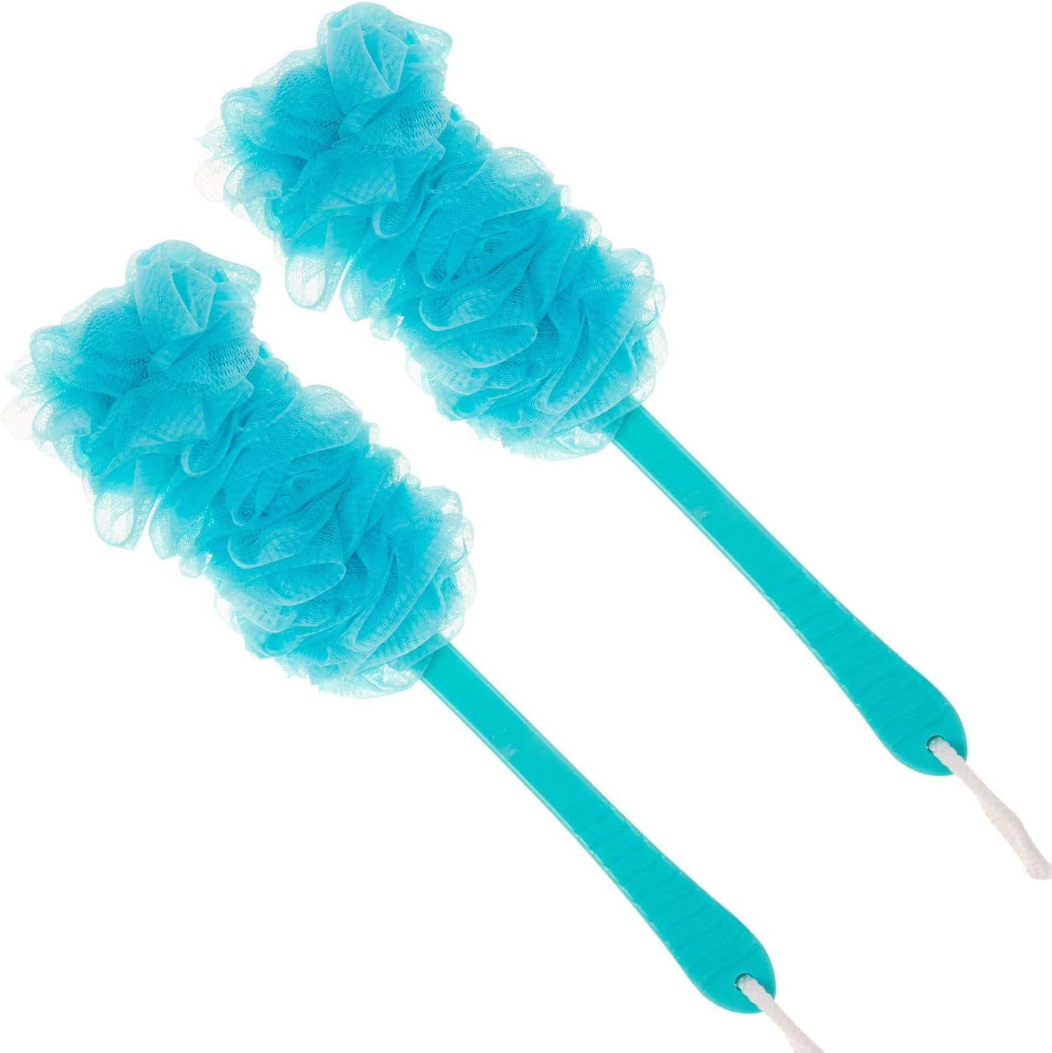 Arswin Loofah Back Scrubber for Shower,Loofah On a Stick,Anti-Slip Long Handle Bath Sponge Shower Brush,Soft Nylon Mesh Body Brush for Women&Men (Pack of 2, Blue)