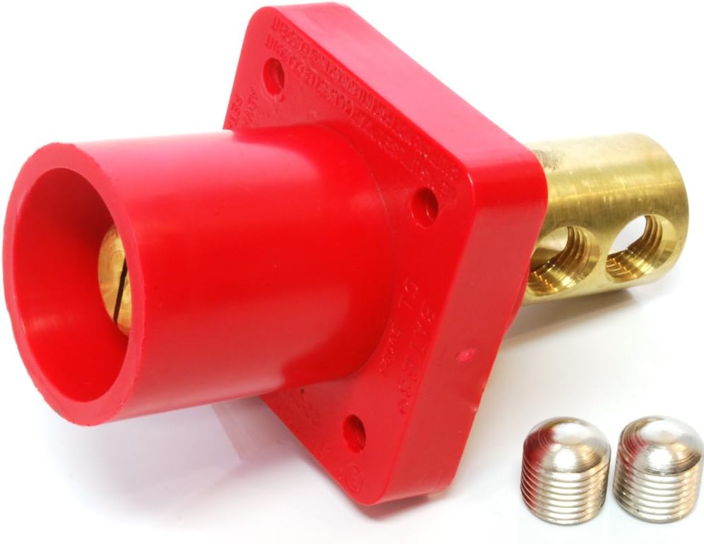 Marinco CL40MRB-CX CL Cam Type, Panel Mount, 400 Amp, 600 Volt, 2/0 - 4/0 AWG double set screw, Male - Red (C)