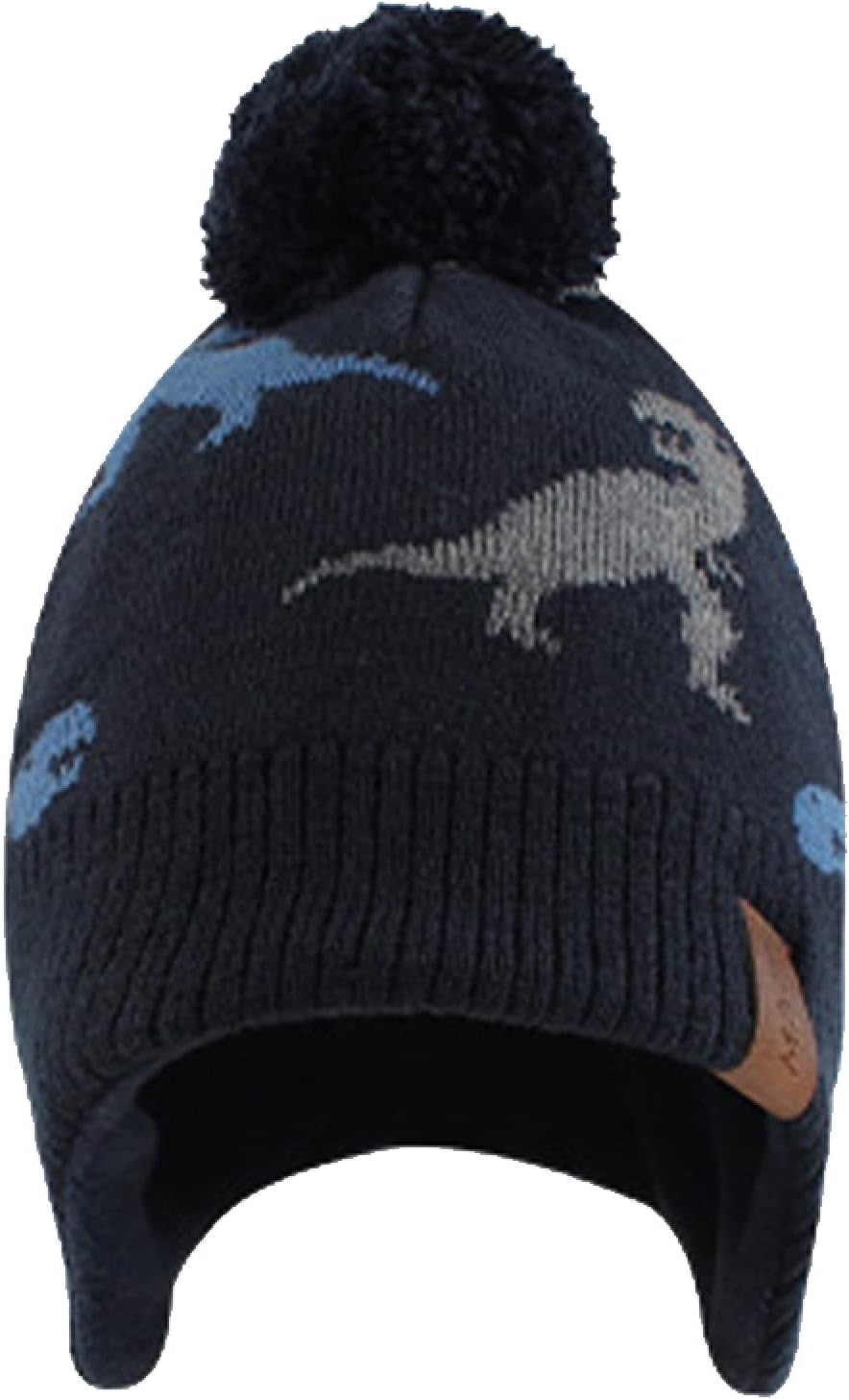 Winter Kids Earflap Beanie Girls Stripe Knitted Warm Hat for Boy Beanies(4-8 Years)