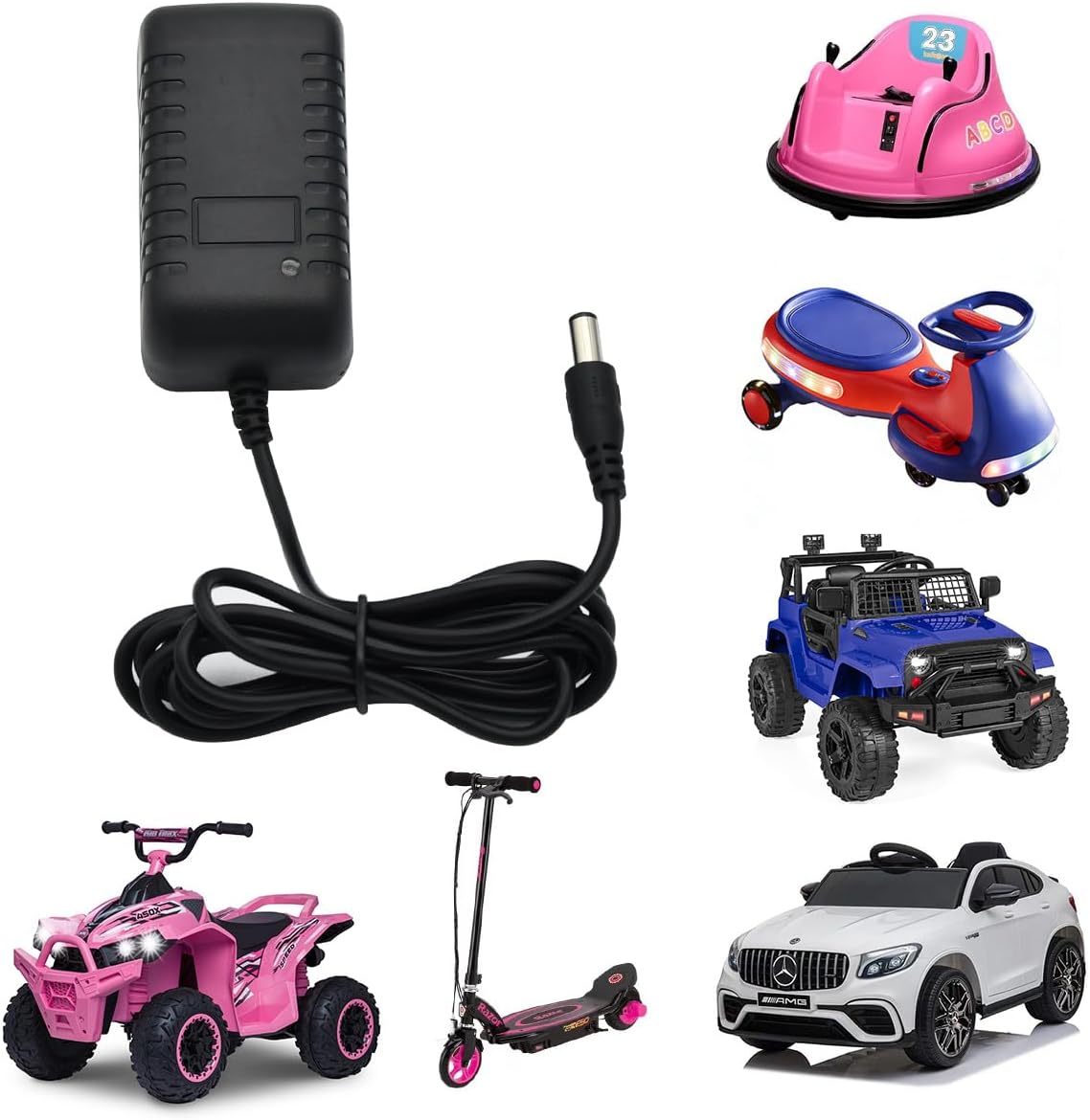 12V Universal Kids Ride On Car Charger, 12 Volt Battery Charger for Best Choice Products Wrangler SUV/Kidzone/Kid Trax/Dynacraft Electric Wiggle car