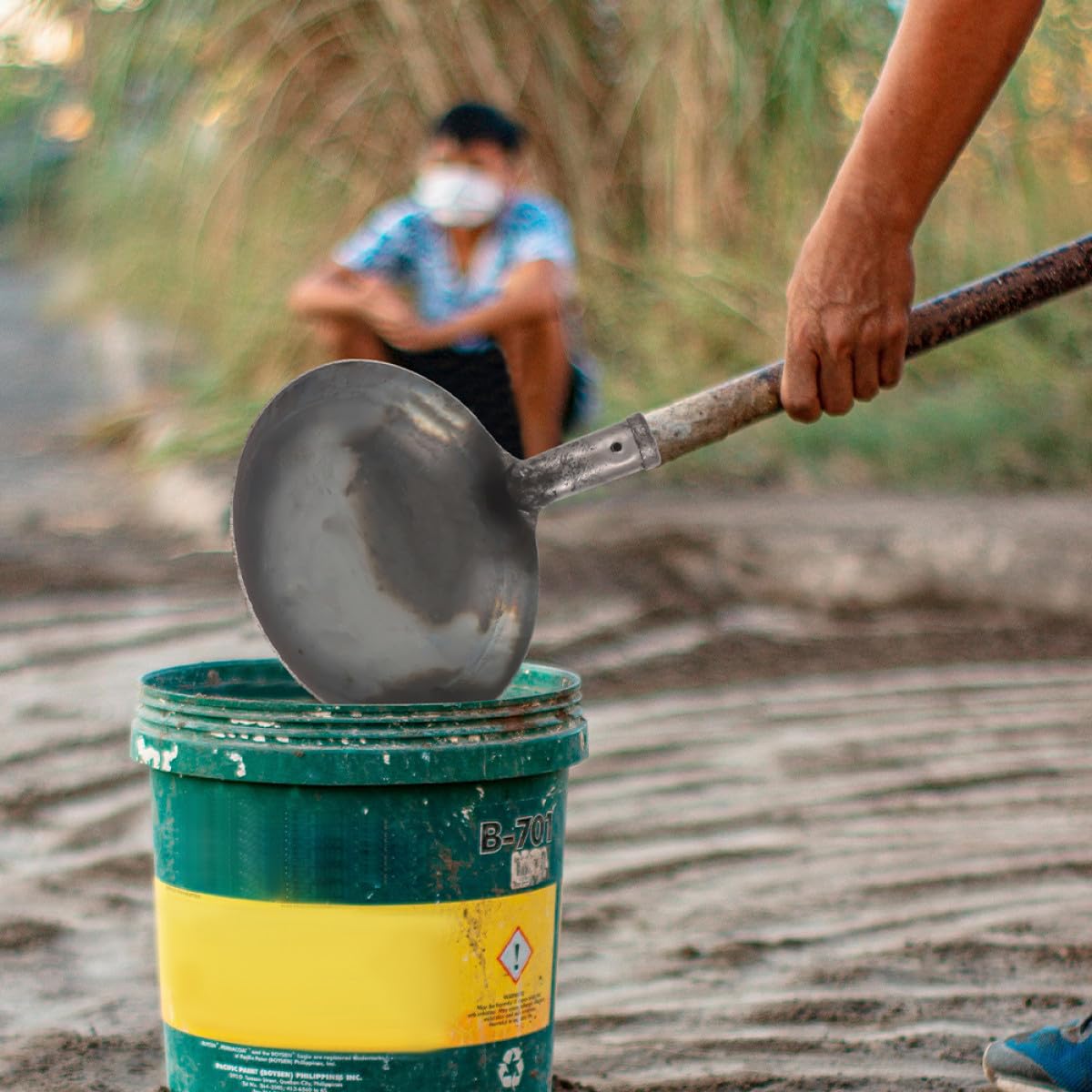 BESPORTBLE Pala de Metal para Estiércol Reutilizable Cucharón Grande de 24 Cm, Herramienta Resistente para Limpiar Lodo y Pozos de Aguas Residuales en Jardinería y Mantenimiento Agrícola