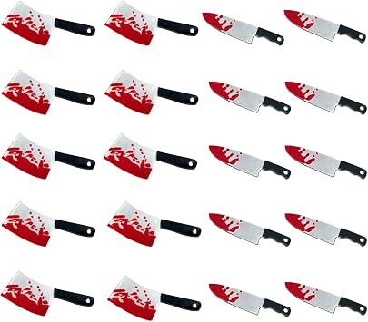 LOPURO Fake Bloody Knife Charms, 20Pcs Mini knife Halloween Charms Mini Acrylic Knives Charm for Jewelry Making Crafting DIY Halloween Pendant