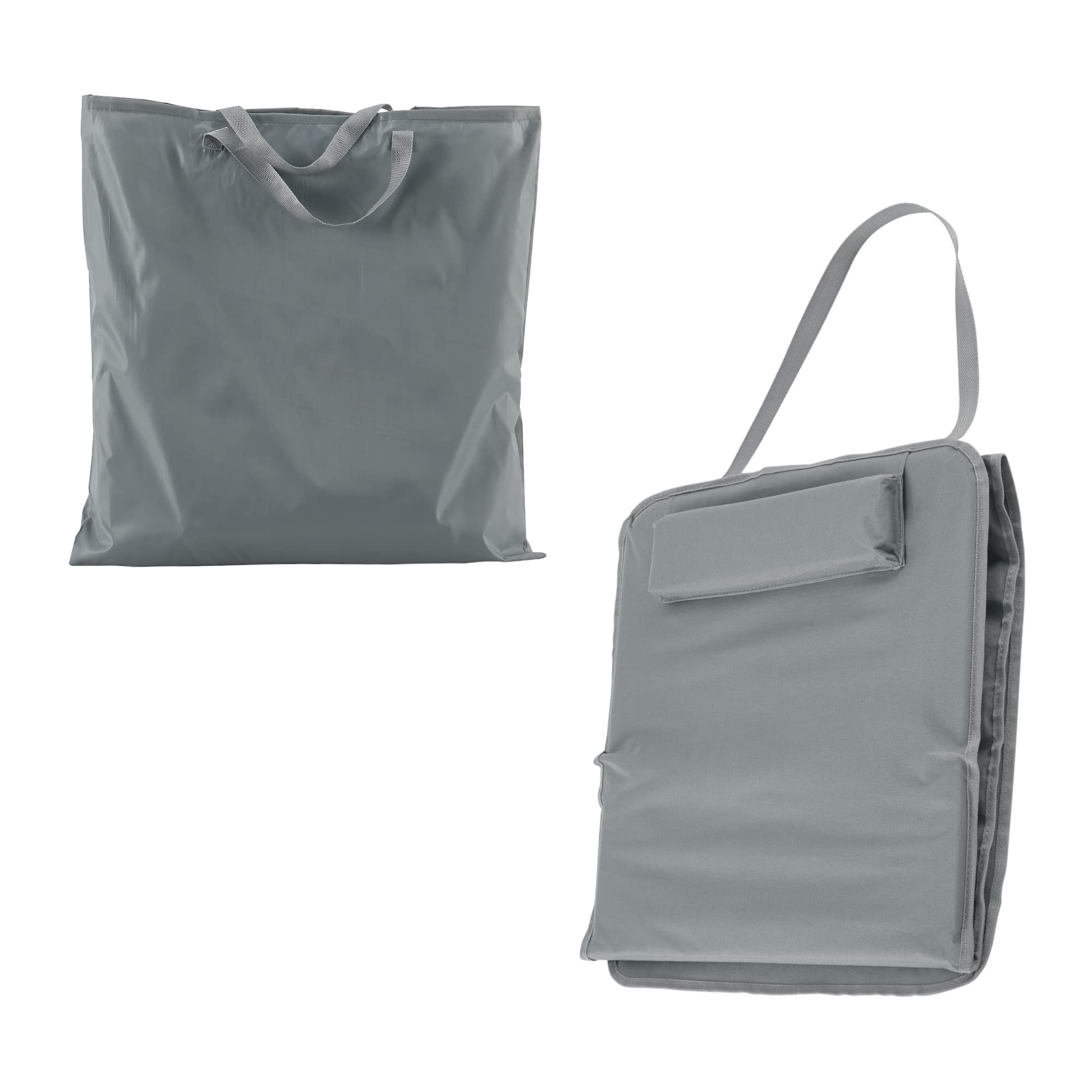 [en.casa] Strandmatte Cellorigo 2er Set Strandliege klappbar Dunkelgrau Sonnenmatte mit 5-Fach Verstellbarer Rückenlehne Kissen Liegematte mit Tragetasche 160 x 49 cm