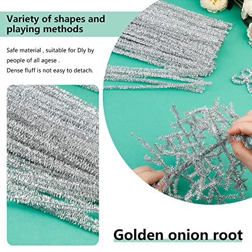 Image of 100PCS Pipe Cleaners Chenille Stem Glitter Silver Pipe Cleaners | Craft Pipe Cleaners, Fuzzy Sticks Pipe Cleaners Bulk for Creative Handmade DIY Art Craft and Project Decoration Supplies