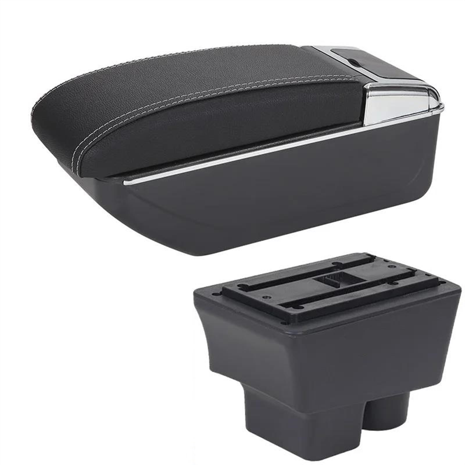 NOHEEU Car Armrest Special Storage Box Modification Parts For Fabia II 2 2008 2009 2010 2011 2012 2013 2014(D3 Black white No USB)