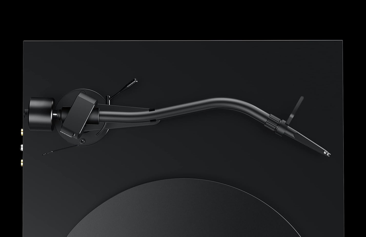 Close-up of Pro-Ject Debut PRO S tonearm with counterweight