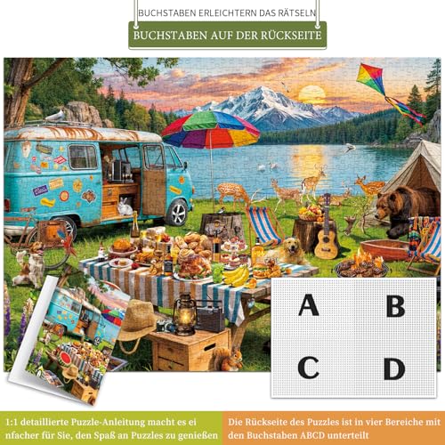 HUADADA Puzzles 1000 Teile - Interaktive Spiele Puzzle 1000 Teile Erwachsene-Camping im Freien-Puzzles Geschenk – Ansicht 2