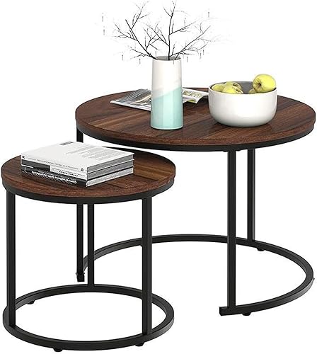 Juego de 2 mesas auxiliares anidadas, mesa auxiliar moderna para sofá para sala de estar, balcón, dormitorio, oficina, juego de mesa auxiliar